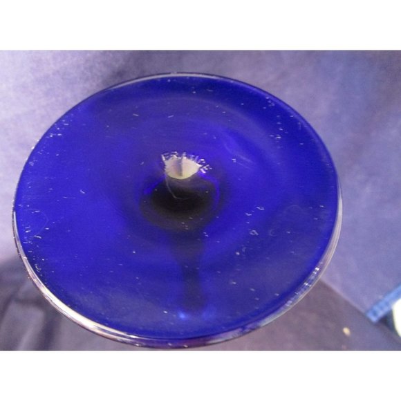 Cristal D'Arques Neptune Champagne Glass A Pair Cobalt Blue Stem Retired EUC - Picture 11 of 12